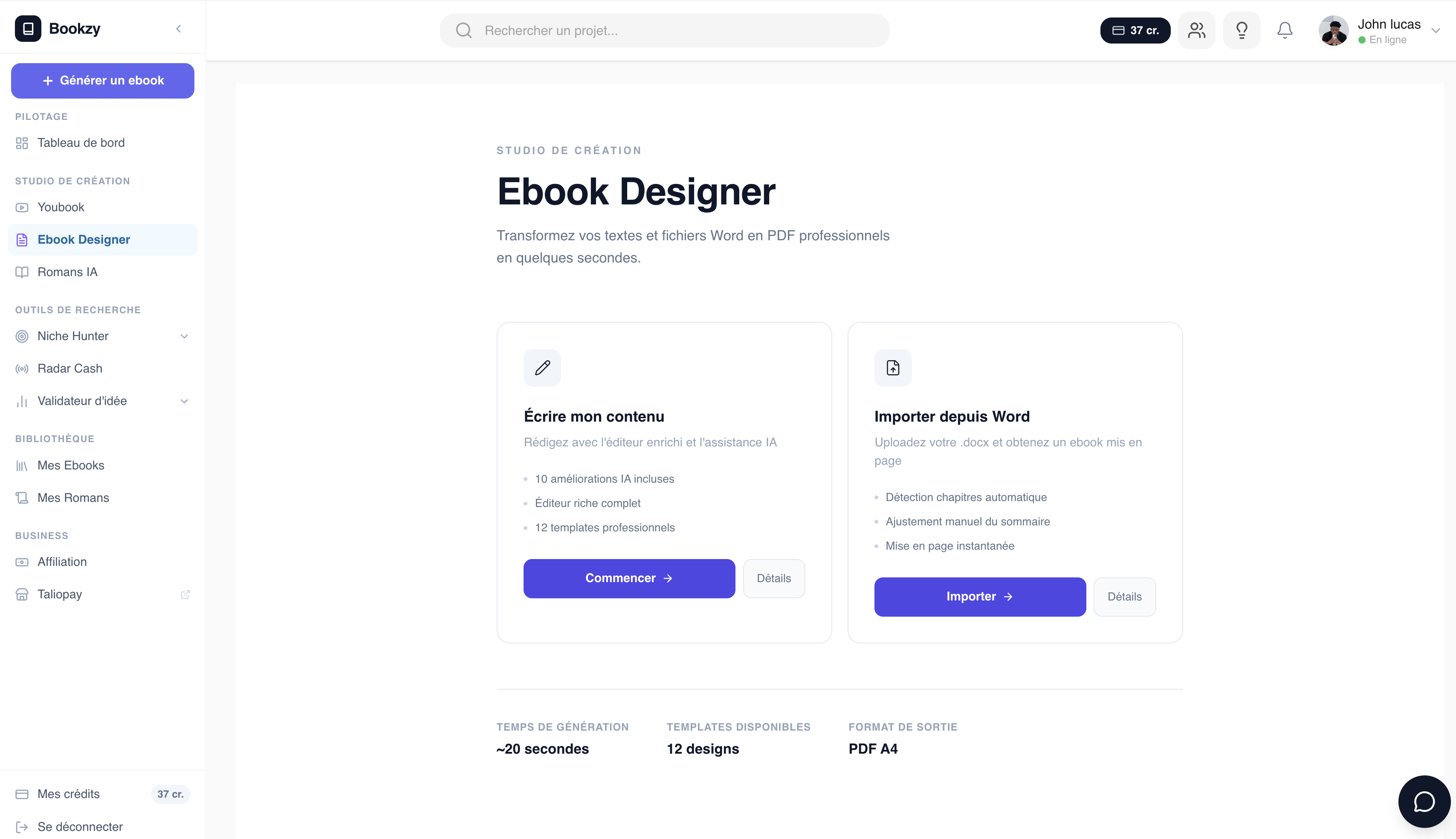 Ebook Designer Dashboard